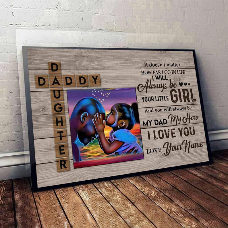 African American Dad And Little Girl Custom Poster Black Daddy Poster Black Father Poster Fathers Day Gift From Black Little Daughter